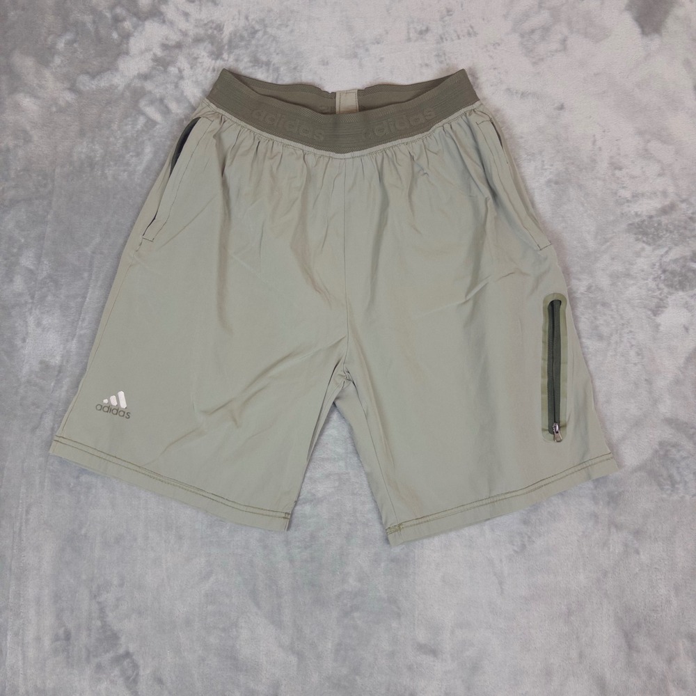 Adidas Athletic Shorts Mens 2XL Green Zipper Pocket Performance Gym Running